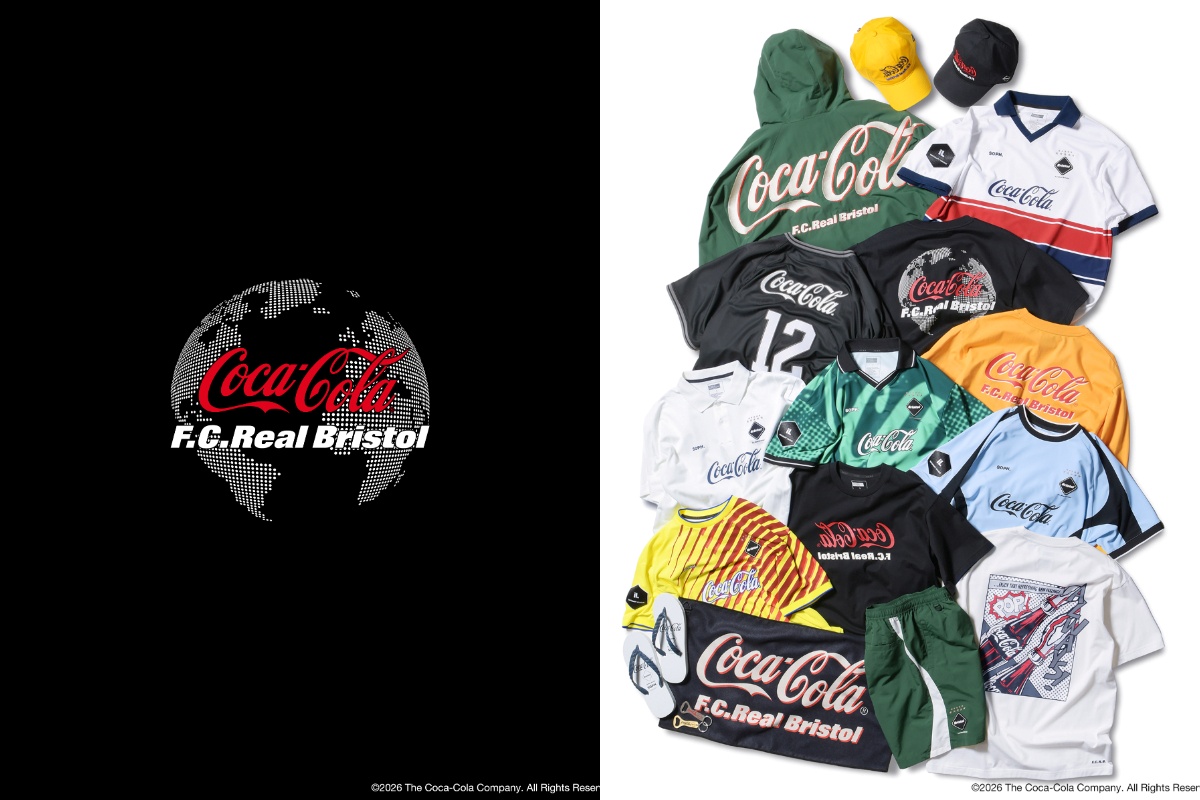 F.C. Real Bristol 宣布與全球最大飲料品牌 Coca-Cola 推出全新聯名系列,並將在台北 SOPH. SKM MEN’S A9 3F 舉辦限定 Pop-up Store 。本次合作以即將揭幕的世界盃足球賽為靈感,透過一段充滿想像力的虛構故事,將足球精神、文化能量與品牌美學緊密融合。